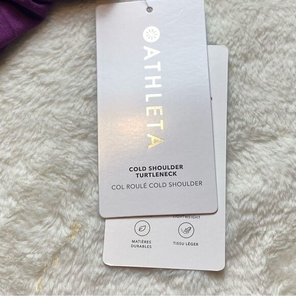 Athleta Purple Cold Shoulder Turtleneck New With Tags Size Medium - Picture 8 of 13